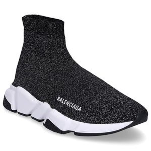 Balenciaga Slip-on Speed Sneaker Cotton Blend Glitter Black Silver